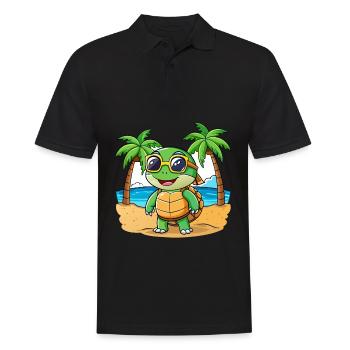 Schildkröte Lustige Cartoon Sommer Strand Sonnenbrille - Männer Poloshirt - Schwarz - Vorne - Kai (181cm)