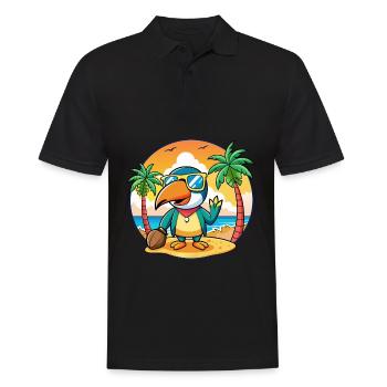 Toucan Funny Cartoon Summer Beach Sunglasses - Men's Polo Shirt - black - Front - Kai (181cm)