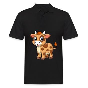 Mascotte mignonne de vache Personnage de dessin animé Kawaii - Polo Homme - noir - Devant - Kai (181cm)
