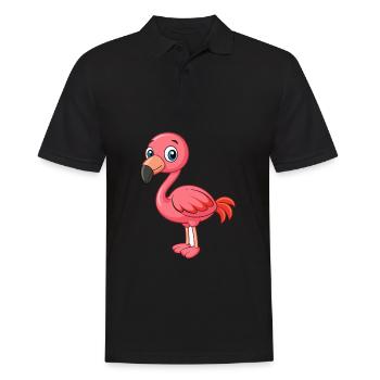 Flamingo Niedliche Maskottchen Zeichentrickfigur Kawaii - Männer Poloshirt - Schwarz - Vorne - Kai (181cm)