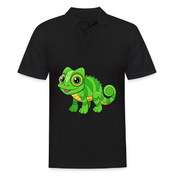 Chameleon Cute Mascot Cartoon Character Kawaii - Men's Polo Shirt - black - Front - Kai (181cm)