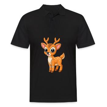 Cerf Mignon Mascotte Personnage De Dessin Animé Kawaii - Polo Homme - noir - Devant - Kai (181cm)