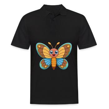 Butterfly Cute Mascot Cartoon Character Kawaii - Men's Polo Shirt - black - Front - Kai (181cm)