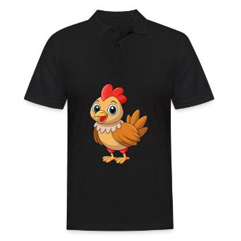 Chicken Cute Mascot Cartoon Character Kawaii - Men's Polo Shirt - black - Front - Kai (181cm)