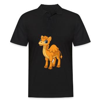 Camel Cute Mascot Cartoon Character Kawaii - Men's Polo Shirt - black - Front - Kai (181cm)
