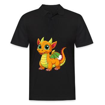 Dragon Cute Mascot Cartoon Character Kawaii - Men's Polo Shirt - black - Front - Kai (181cm)