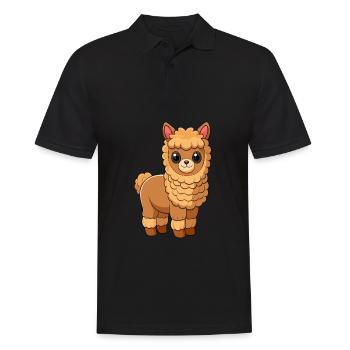 Alpaga Mignon Mascotte Personnage De Dessin Animé Kawaii - Polo Homme - noir - Devant - Kai (181cm)