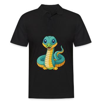 Anaconda Niedliche Maskottchen Zeichentrickfigur Kawaii - Männer Poloshirt - Schwarz - Vorne - Kai (181cm)