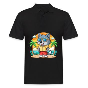 Wolf Funny Cartoon Summer Beach Sunglasses - Men's Polo Shirt - black - Front - Kai (181cm)