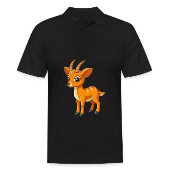 Antilope Niedliche Maskottchen Zeichentrickfigur Kawaii - Männer Poloshirt - Schwarz - Vorne - Kai (181cm)