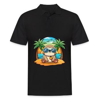 Sloth Funny Cartoon Summer Beach Sunglasses - Men's Polo Shirt - black - Front - Kai (181cm)