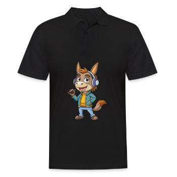 Donkey Funny Cartoon Character Headphone Music - Men's Polo Shirt - black - Front - Kai (181cm)