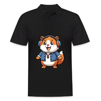 Cochon d’Inde Drôle Dessin Animé Personnage Casque Musique - Polo Homme - noir - Devant - Kai (181cm)