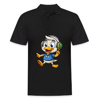 Canard Drôle Dessin Animé Personnage Casque Musique - Polo Homme - noir - Devant - Kai (181cm)