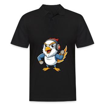 Falcon Funny Cartoon Character Headphone Music - Men's Polo Shirt - black - Front - Kai (181cm)