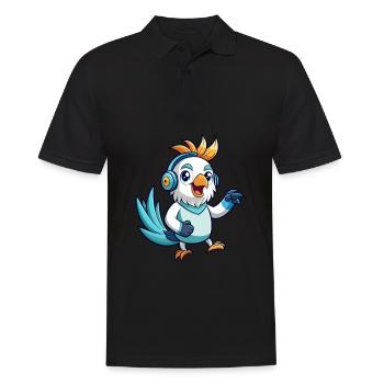 Cockatoo Funny Cartoon Character Headphone Music - Men's Polo Shirt - black - Front - Kai (181cm)