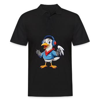 Albatross Funny Cartoon Character Musique de casque - Polo Homme - noir - Devant - Kai (181cm)