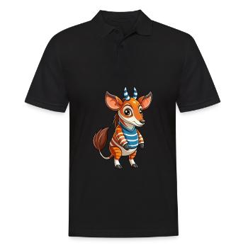 Okapi Funny Cartoon Character Headphone Music - Men's Polo Shirt - black - Front - Kai (181cm)