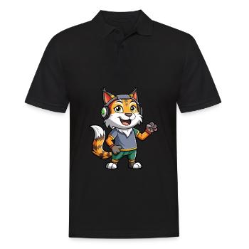 Lynx Funny Cartoon Character Musique de casque - Polo Homme - noir - Devant - Kai (181cm)