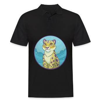léopard des neiges mignon kawaii dessin animé clipart animal - Polo Homme - noir - Devant - Kai (181cm)