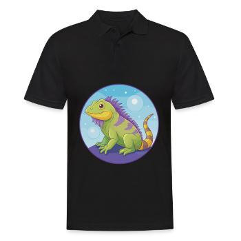 Iguana Cute Kawaii Cartoon Clipart Animal Pet - Men's Polo Shirt - black - Front - Kai (181cm)