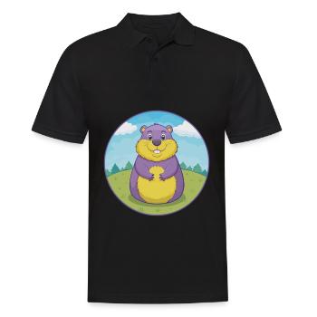 Groundhog Cute Kawaii Cartoon Clipart Animal Pet - Men's Polo Shirt - black - Front - Kai (181cm)