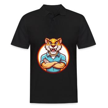 Cougar Drôle Kawaii Dessin animé Clipart Animal Animal de compagnie - Polo Homme - noir - Devant - Kai (181cm)