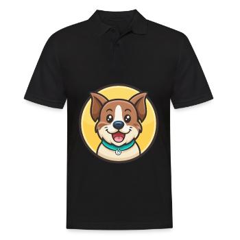 Dog Kawaii Cartoon Character Animal Pet Face - Men's Polo Shirt - black - Front - Kai (181cm)