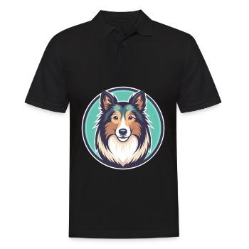 Sheltie chien race dessin animé personnage Kawaii Clipart - Polo Homme - noir - Devant - Kai (181cm)