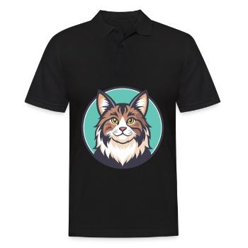 Kourilien Bobtail Chat Race Dessin animé Kawaii Animal - Polo Homme - noir - Devant - Kai (181cm)
