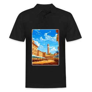Siena Italien Reise Poster Souvenir Postkarte Farbe - Männer Poloshirt - Schwarz - Vorne - Kai (181cm)