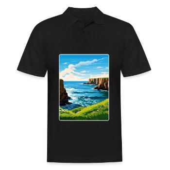 North Coast 500 Scotland Travel Poster Souvenir - Men's Polo Shirt - black - Front - Kai (181cm)