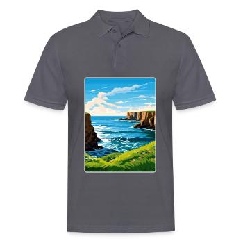 North Coast 500 Scotland Voyage Poster Souvenir - Polo Homme - charbon - Devant - Nico (186cm)