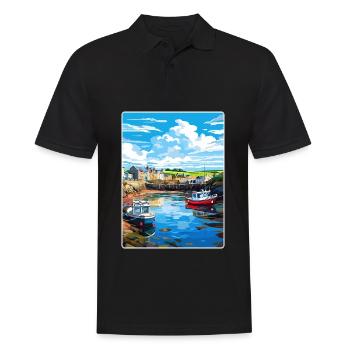 Bude Cornwall England Travel Poster Souvenir WPA - Men's Polo Shirt - black - Front - Kai (181cm)