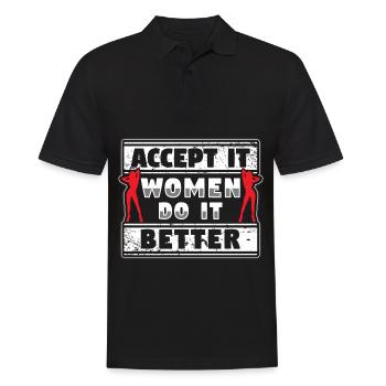Femme puissance féminisme puissance femme - Polo Homme - noir - Devant - Kai (181cm)