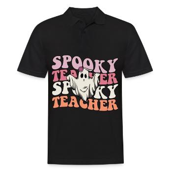 Lehrer Halloween Geist Spooky Teacher - Männer Poloshirt - Schwarz - Vorne - Kai (181cm)