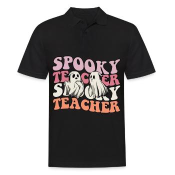 Lehrer Halloween Geist Spooky Teacher - Männer Poloshirt - Schwarz - Vorne - Kai (181cm)