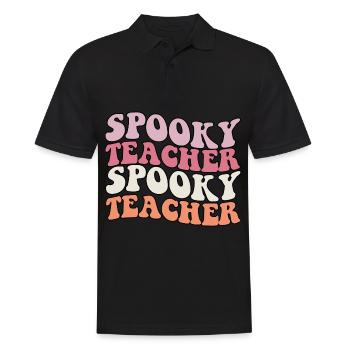 Lehrer Halloween Geist Spooky Teacher - Männer Poloshirt - Schwarz - Vorne - Kai (181cm)