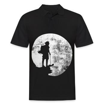 Mond - Wandern - (2) - Männer Poloshirt - Schwarz - Vorne - Kai (181cm)