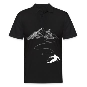 Montagne - Ligne sinueuse - Ski - (4) - Polo Homme - noir - Devant - Kai (181cm)