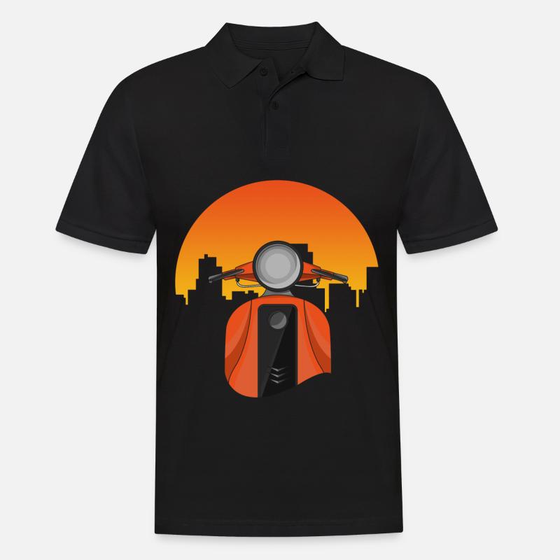 Moped mit Häuser - Männer Poloshirt - Schwarz