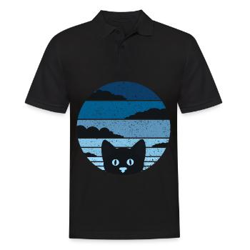 Retro cat shirt cats t-shirt cool vintage cat - Men's Polo Shirt - black - Front - Kai (181cm)