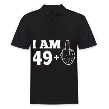 50th birthday 49 + middle finger 50 years t-shirt - Men's Polo Shirt - black - Front - Kai (181cm)