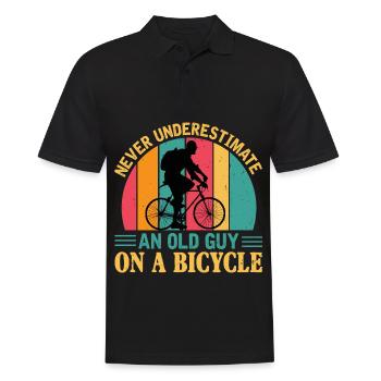 Never underestimate an old guy on a bicycle - Männer Poloshirt - Schwarz - Vorne - Kai (181cm)