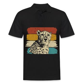 Gepard Wildtier retro - Männer Poloshirt - Schwarz - Vorne - Kai (181cm)