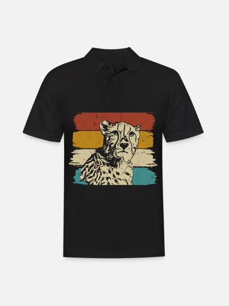 Guépard faune rétro - Polo Homme - noir