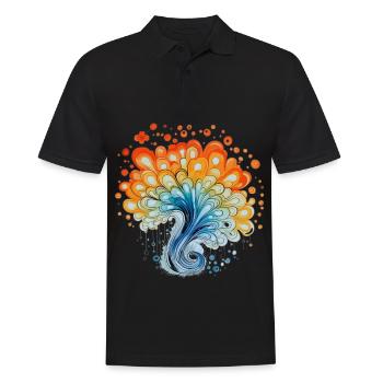 Bunter Wasserfarben Spritzer - Männer Poloshirt - Schwarz - Vorne - Kai (181cm)