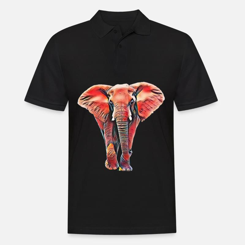 Elefant - Männer Poloshirt - Schwarz