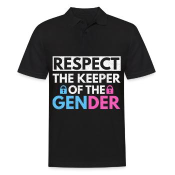 Gender Reveal Design für eine Gender-Hüterin - Männer Poloshirt - Schwarz - Vorne - Kai (181cm)