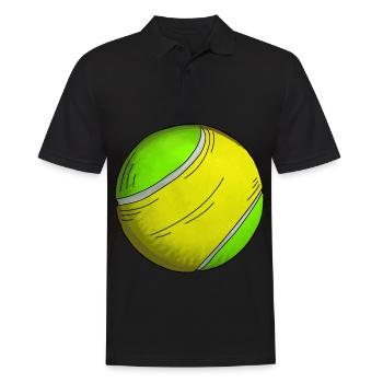 Tennisball Sticker - Männer Poloshirt - Schwarz - Vorne - Kai (181cm)